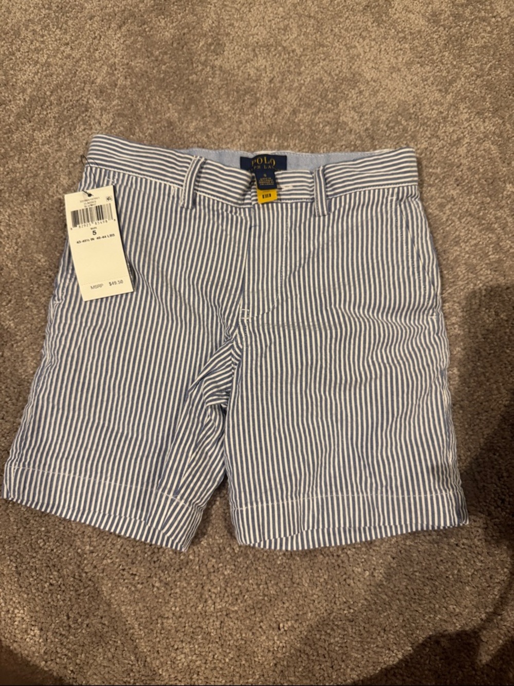 Polo by Ralph Lauren Blue and White Striped Kids Shorts